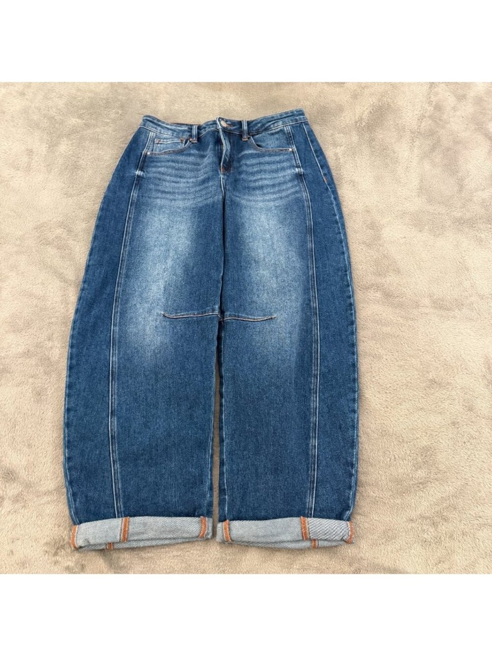 Risen Jeans Barrel Leg High Rise Womens size 7 28 Cuffed